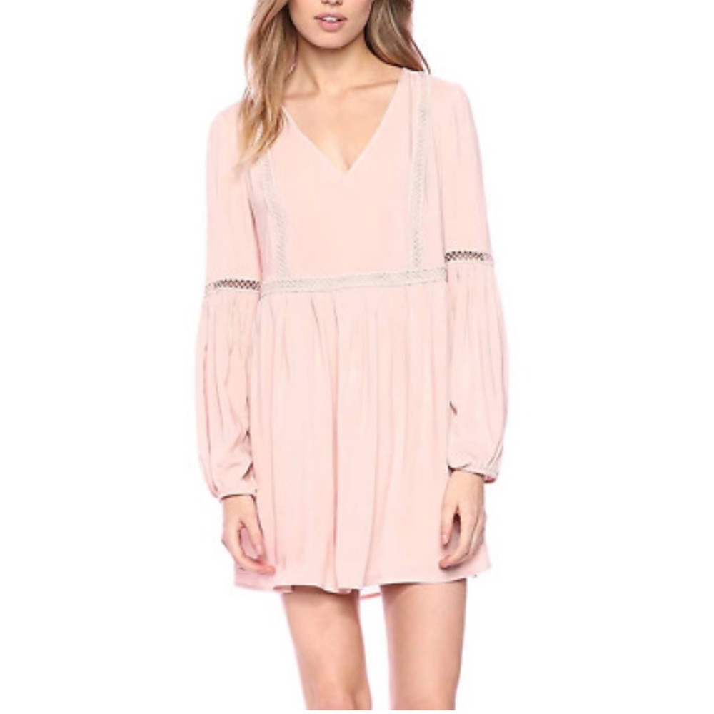 BCBGeneration Rose Smoke lattice trim dress